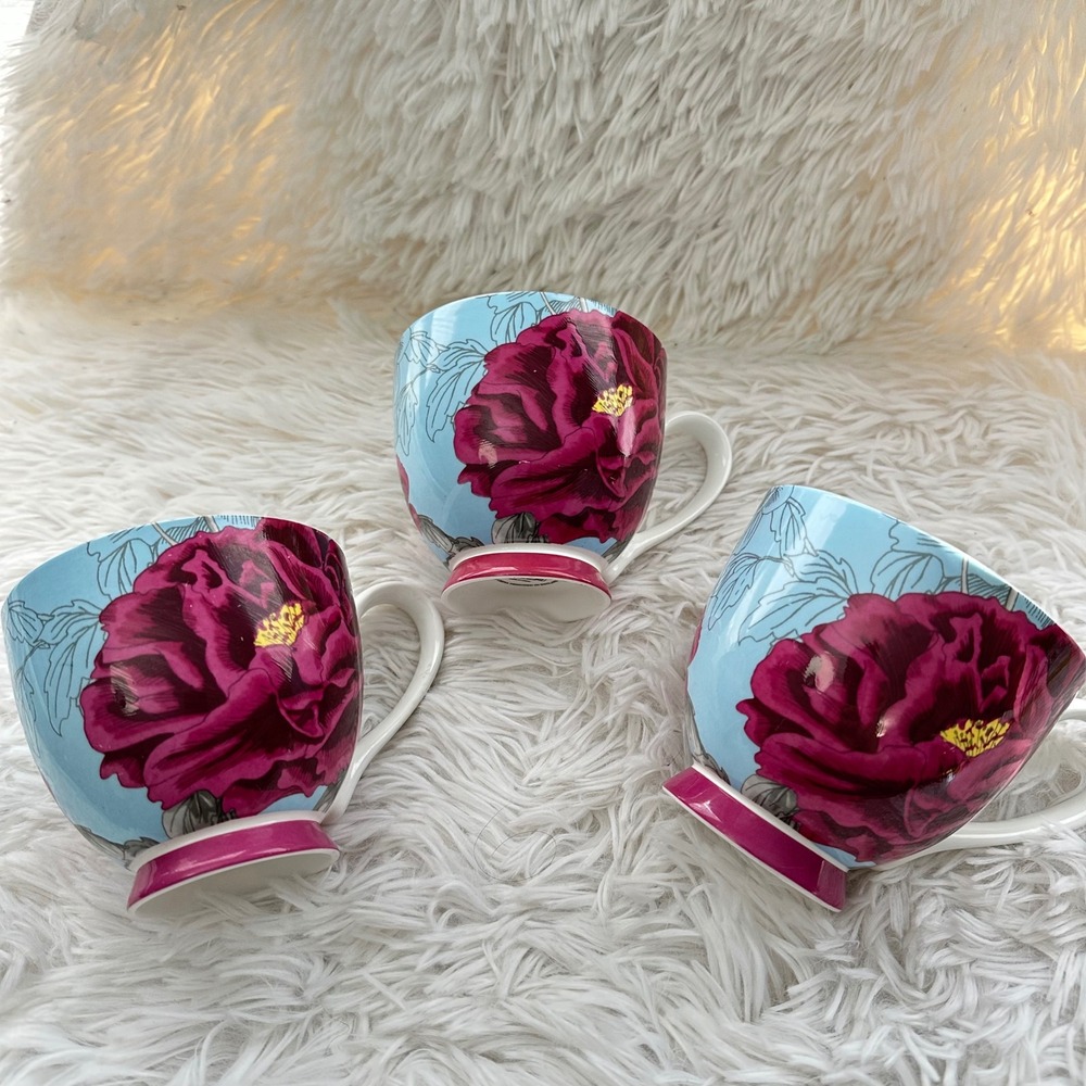 Portobello‎ by Inspire large Floral Retro China Teacup Mug 3 Piece
